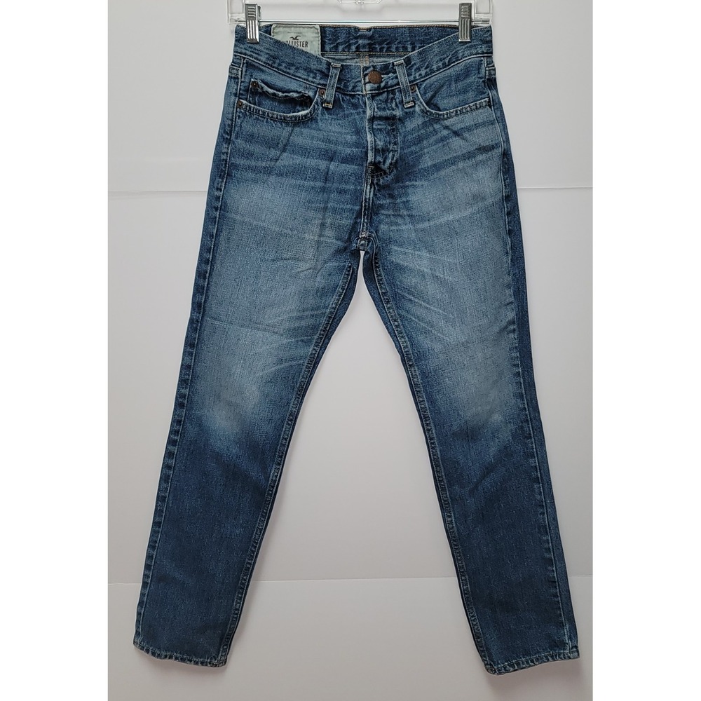 VTG Hollister Boys Jeans Size 28x30 Blue Authentic Denim Straight Leg Streetwear